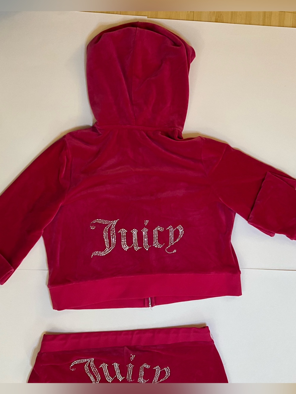 Juicy Couture OG BIG BLING VELOUR HOODIE Hot Pink - Picture 15 of 16